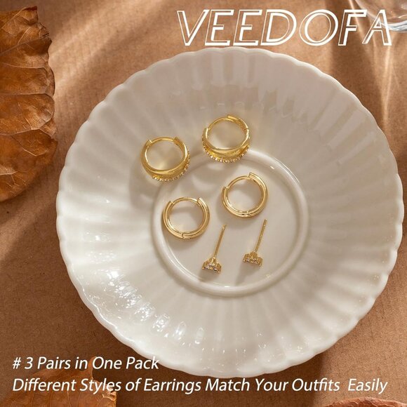 🆕 Women Gold Small Hoop Earrings Trendy Chunky Multiple Piercing Jewelry Gift - Picture 6 of 8